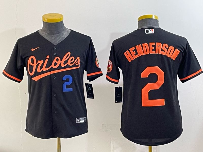 Youth 2025 Baltimore Orioles #2 Henderson Black Nike MLB Jersey 06
